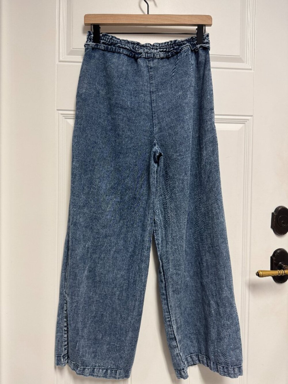 Anthropologie Denim Chambray Wide Leg Slit Pants, XS